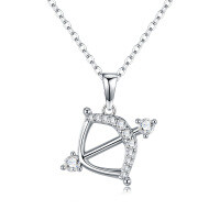 S925 Silver Zodiac Necklace with Moissanite, Customizable Women's Pendant-P16531 Moissanite 3.0mm + 13 beads  925 Silver (Pendant with chain)