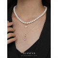 wholesale S925 Sterling Silver Retro Geometric Bead Necklace with Zircon Pendant, Simple and Elegant-0-0