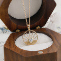 wholesale S925 silver plated with 14K gold French vintage hollow design white zircon pendant-0-2