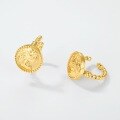 wholesale S925 Silver Plated 10K Gold Japanese Light Luxury Goddess Relief Ear Climber Earring, Trendy and Unique Small Design Ear Accessory-0-1