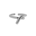 wholesale S925 Sterling Silver Korean Version Ins Minimalist Geometric Asymmetric Interwoven Polished Open Ring for Women-0-6