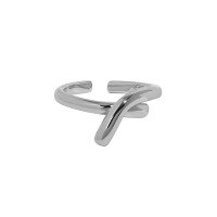 wholesale S925 Sterling Silver Korean Version Ins Minimalist Geometric Asymmetric Interwoven Polished Open Ring for Women-White gold [JL096] &gt; opening adjustable