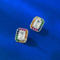 wholesale 925 Sterling Silver New Rainbow Candy 4*6 White Diamond Stud Earrings, Trendy and Elegant European and American Style-0-2