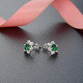 wholesale S925 Sterling Silver Rhinestone Floral Ear Studs, Korean-style Dainty Fresh and Elegant Women's Earrings-0-1