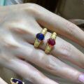 Platinum Vintage-Inspired 15ct Lab-Grown Colored Gemstone Ring-0-6