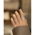 wholesale S925 Sterling Silver 070 Korean Version Ins Small and Minimalist Design Retro Distressed Irregular Wide Branch Open Ring for Women-0-2