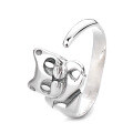 wholesale Metal S925 Sterling Silver, Minimalist Cute Three-Dimensional Cat Design Open Adjustable Ring, Instagram Viral Trendy Index Finger Ring-0-5