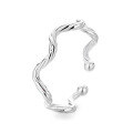 wholesale S925 Sterling Silver Geometric Fashion Minimalist Plain Wave Twisted Irregular Trendy Design Open Ring-0-4