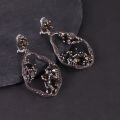 wholesale S925 sterling silver vintage old money style gemstone earrings with natural garnet and luxurious crystal earrings for women-0-6