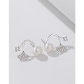 wholesale 925 Sterling Silver Freshwater Pearl Earrings Women Small Design High-End Micro-Inlaid Zircon Two-Way Wear Earrings-0-0