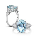 S925 Silver Pigeon Egg Topaz Ring, Sky Blue, Clearance Sale with Free Shipping-0-1