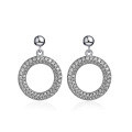 wholesale S925 Sterling Silver European and American High-end Shiny Moissanite Earrings Fashion Geometric Circle Pendant Ear Jewelry-0-4