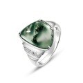 wholesale S925 Sterling Silver European and American New Geometric Irregular Moss Agate Ring, Personalized and Trendy, for Wholesale-0-5