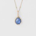 wholesale S925 Silver Plated 14K Gold Japanese Retro Light Luxury White Crystal & Lapis Lazuli Pendant-0-4
