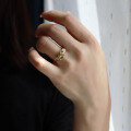 wholesale S925 silver and gold-plated natural Hetian jade multi-gem wide open ring fashion stackable ring-0-3