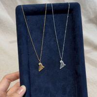 wholesale 925 Sterling Silver Diamond-Inlaid Harp Instrument Pendant Necklace, Niche Luxury Musician Style Unique Women's Collarbone Chain-Gold 925 silver