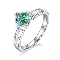 wholesale S925 Silver Green Moissanite 1 Carat Twist Shank Butterfly Ring with GRA Certificate, Light Luxury Fashion Gemstone Ring-1 carat Moissanite green diamond  US size 6