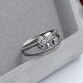 wholesale S925 Sterling Silver Retro Thai Silver Ethnic Style Elephant Totem Pattern Hollow Open Ring-0-1