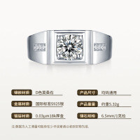Silver-Plated 925 Men's Square Moissanite Ring, Trendy Ins Light Luxury New Jewelry-6.5mm/1 carat moissanite/S925 sterling silver  Adjustable opening