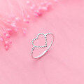 wholesale S925 Silver Korean Version Minimalist Stylish Heart Ring for Women, Elegant Hollow Heart-shaped Hand Jewelry J6797-0-1