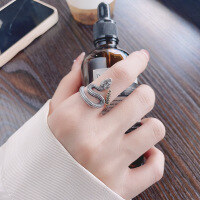 wholesale S925 Sterling Silver Trendy Designer Heavy Duty Rattlesnake Unisex Openable Ring Hip Hop Fashion Statement-1286QJ/approx. 4.4g Adjustable opening