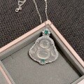 wholesale S925 Sterling Silver Icy Chalcedony Agate Jadeite Laughing Buddha Pendant Necklace, New Chinese Style Design-0-4