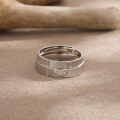 wholesale S925 sterling silver niche-designed couple rings with a shimmering crushed ice effect, engraved with double happiness characters-0-1