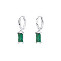 wholesale 925 Sterling Silver Vintage Colorful Zircon Square Earrings for WomenIns-E2268E-White Gold Emerald 925 Silver