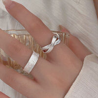 wholesale S925 Sterling Silver Wrapped Brushed Satin Adjustable Ring for Women, Minimalist Design with High-End Feel, Trendy Ins Style Ring-Line winding type (full body sterling silver + opening)