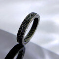wholesale 925 Silver Mu Jing Jewelry NewBlack Diamond Row Ring InsStackable Row Diamond Ring Band Wish-0-1