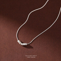 wholesale Sterling silver dainty women's minimalist charm bead necklace for delicate layering-Silver 925 silver