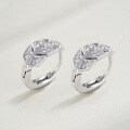 S925 Sterling Silver Moissanite Leaf Maple Hip Hop Luxury Inlaid Unisex Earrings-0-2