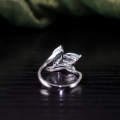 wholesale S925 sterling silver sky blue topaz leaf-shaped unique design ring for women-0-2