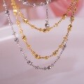 wholesale S925 Sterling Silver Beaded Choker Necklace with Laser-Cut Starry Sky Design, Adjustable Slider Chain, Light Luxury and Versatile-0-3