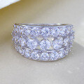 wholesale S925 Silver Full Diamond Inlay High-End Zircon Fashion Ring for Women, Xiaohongshu Live-0-0