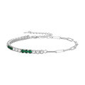 wholesale S925 sterling silver jewelry with green and white shiny zirconia tennis bracelet paperclip chain bracelet-0-1