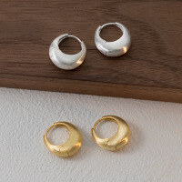 wholesale S925 Sterling Silver Fresh and Sweet Style Minimalist Design Teardrop-shaped Brushed Ear Clasp M05519-Silver-One pair 925 silver