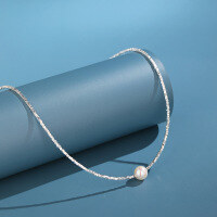 wholesale S925 Sterling Silver Sparkling Bracelet for Women, Light Luxury with a Few Grams of Crushed Silver and Freshwater Pearl Bracelet, Cross-Border New Accessory-A few ounces of silver and a freshwater pearl necklace
