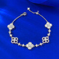 wholesale S925 Silver Live New Mother-of-Pearl Four-Leaf Clover Bracelet, Adjustable and Versatile with a Premium Feel-0-2