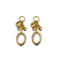 wholesale S925 silver oval white crystal elegant earrings for women, Japanese retro style, factory direct-White Topaz Earrings>925 Silver