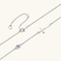 wholesale S925 Sterling Silver Fashionable and Versatile Cross Moissanite Necklace for Women, High-End Design Jewelry, Wholesale Collarbone Chain-0-2
