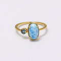wholesale Sterling Silver Daily Wear Minimalist Luxury Egg-shaped Larimar London Blue Ring-0-0
