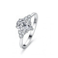 S925 Sterling Silver 15ct Pear Shape Moissanite Ring for Women-0-4