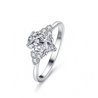 S925 Sterling Silver 1.5ct Pear Shape Moissanite Ring for Women-1.5 carats (set with moissanite)  10 yards