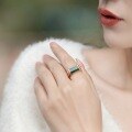 wholesale 925 Sterling Silver European and American New Minimalist Geometric Malachite Diamond Ring for Women Fashion Wholesale from Manufacturer-0-1