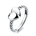 wholesale S925 Sterling Silver Vintage Retro Polished Heart Versatile Minimalist Design Adjustable Ring for Women-0-4
