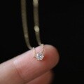 wholesale 14k Gold S925 Silver Classic Six-Prong Setting Single Zirconia Pendant Choker Necklace for Women-0-2