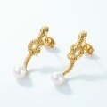 wholesale S925 Silver New European and American Fashion Snake-shaped Pearl Earrings for Women, Minimalist Long Drop Ear Studs Wholesale from Manufacturer-0-1