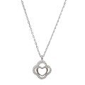 wholesale S925 Sterling Silver Maker's Four-Leaf Clover Full Diamond Hollow-Out Heart Pendant Necklace, Fashionable Minimalist Niche Design Collarbone Chain-0-4