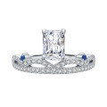 wholesale S925 Sterling Silver 5*7mm Moissanite 2 Carat Crown Ring Light Luxury Fashion Multi-Color Options-0-5